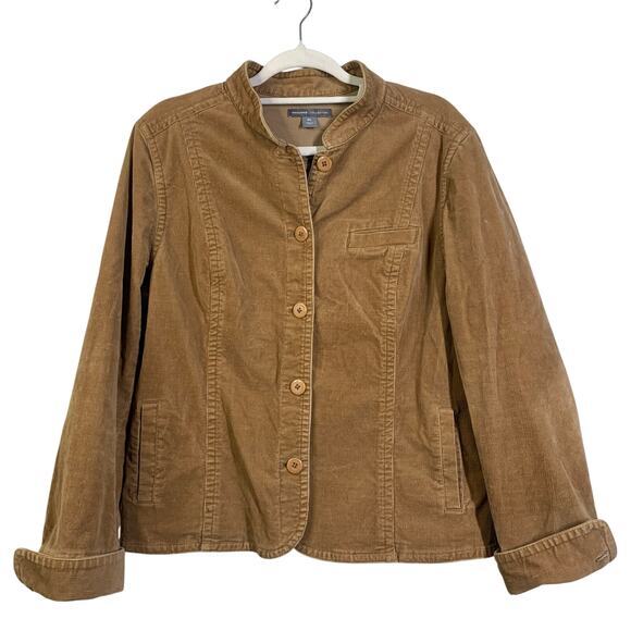 DOCKERS Collection Jacket Blazer Corduroy Mandarin Collar Button Down Back Slits - Picture 1 of 14